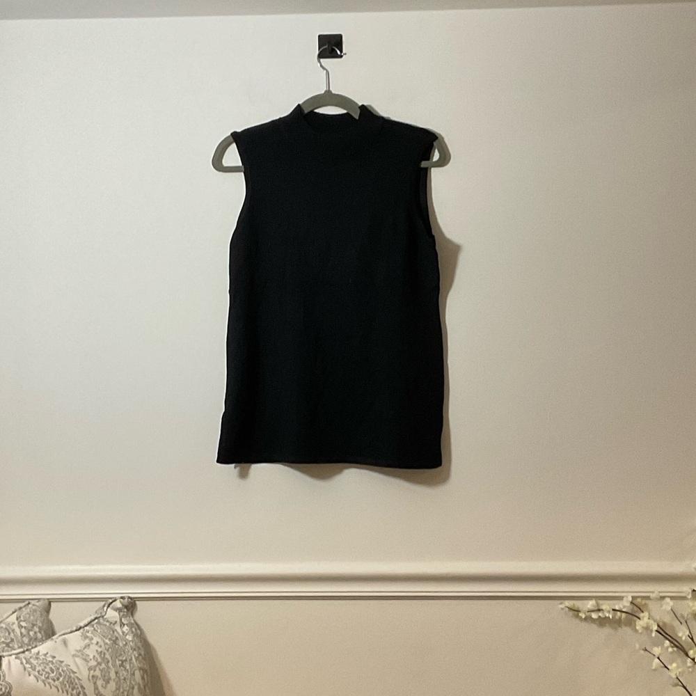 JM Collection Black Turtle Neck Tank